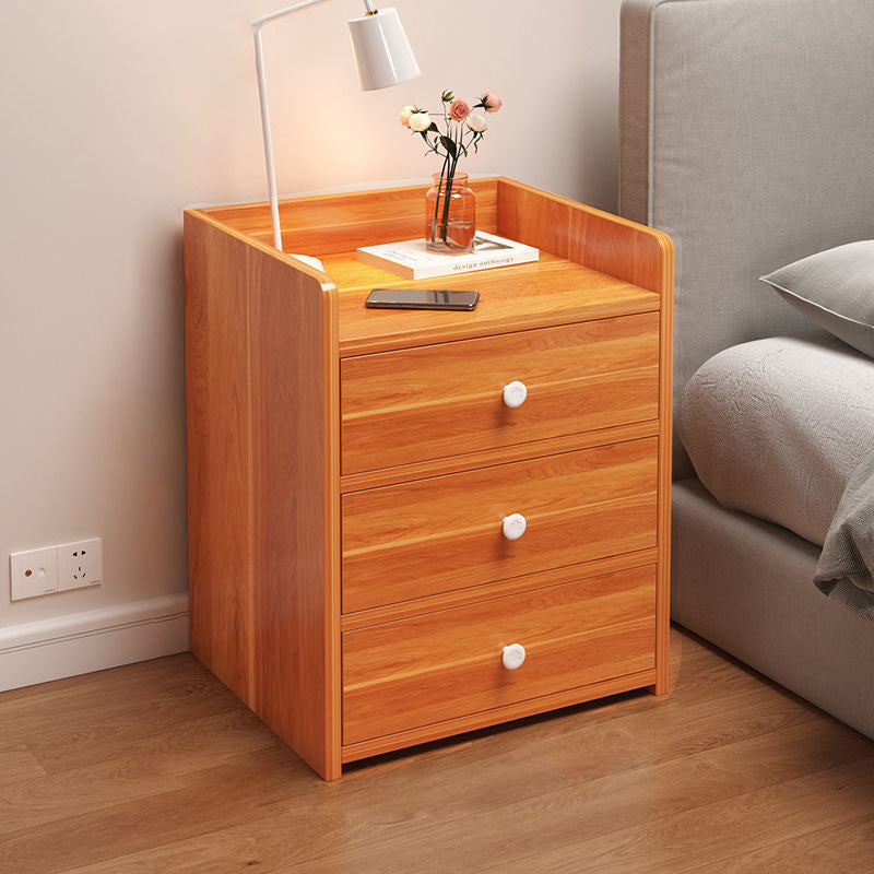 Table de chevet rectangulaire minimaliste moderne en panneau de densité avec 1/2/3 tiroirs pour chambre à coucher 