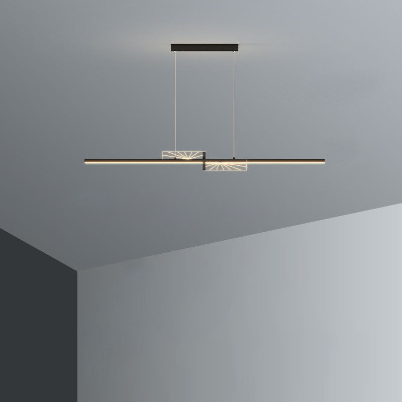 Moderne minimalistische Streifen Kegel Kreis Eisen Acryl LED Kronleuchter Insel Licht für Esszimmer 
