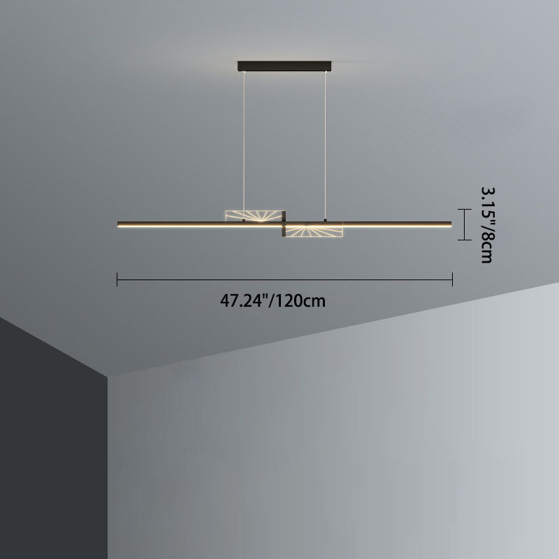 Moderne minimalistische Streifen Kegel Kreis Eisen Acryl LED Kronleuchter Insel Licht für Esszimmer 