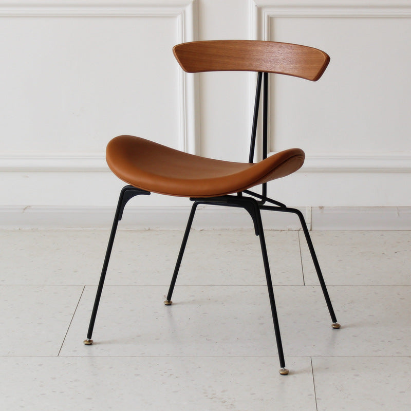 Chaise de salle à manger contemporaine en fourmi industrielle, bois, armature en cuir, tissu, éponge avec dossier pour salle à manger 