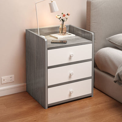 Table de chevet rectangulaire minimaliste moderne en panneau de densité avec 1/2/3 tiroirs pour chambre à coucher 