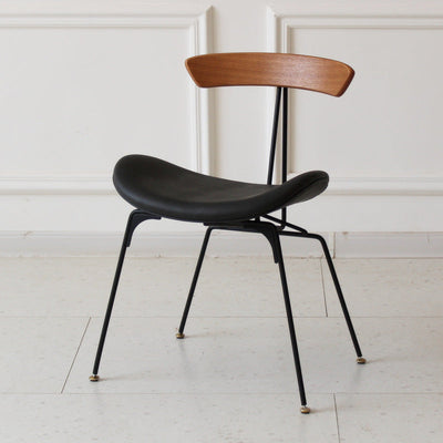 Chaise de salle à manger contemporaine en fourmi industrielle, bois, armature en cuir, tissu, éponge avec dossier pour salle à manger 