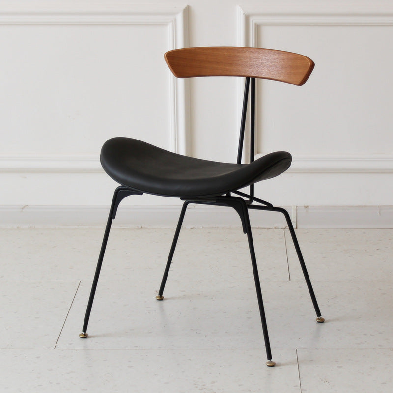 Chaise de salle à manger contemporaine en fourmi industrielle, bois, armature en cuir, tissu, éponge avec dossier pour salle à manger 
