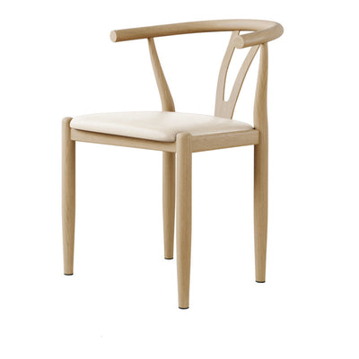 Chaise de salle à manger avec dossier incurvé carré en cuir de simplicité moderne, acier au carbone et éponge 