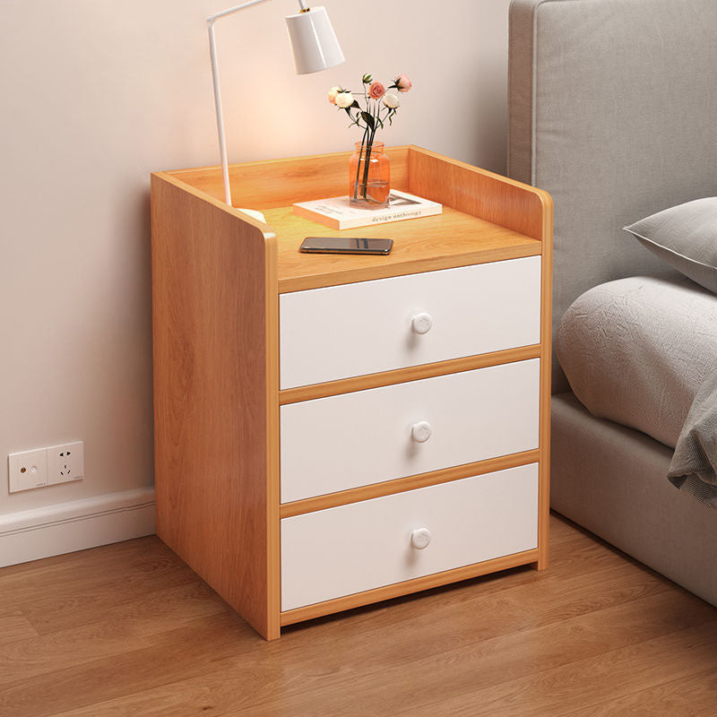Table de chevet rectangulaire minimaliste moderne en panneau de densité avec 1/2/3 tiroirs pour chambre à coucher 