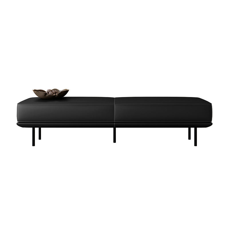 Modern Minimalist Rectangular Microfiber Leather Plywood Steel Sponge End Of The Bed Low Stool Backless For Bedroom