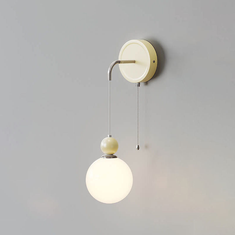 Modern Minimalist Cream Style Wrought Iron Ball 1-Light Wall Sconce Lamp