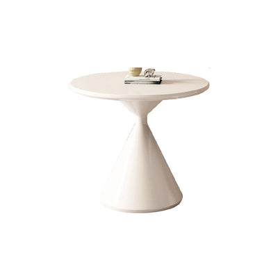 Mesa Auxiliar Moderna Minimalista Redonda de Cono de Madera y Acero de 1 Nivel para Sala de Estar 