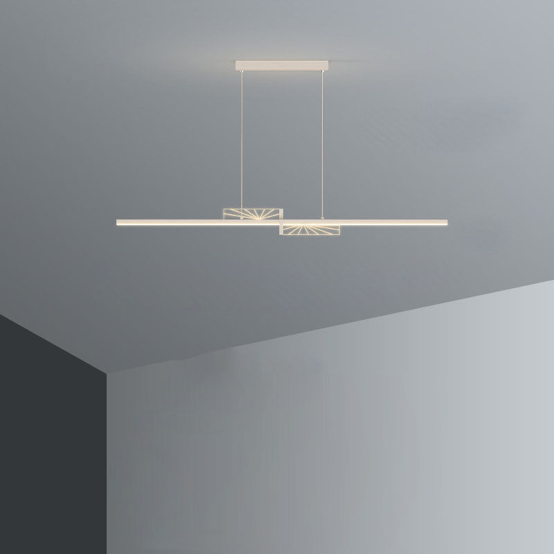 Moderne minimalistische Streifen Kegel Kreis Eisen Acryl LED Kronleuchter Insel Licht für Esszimmer 