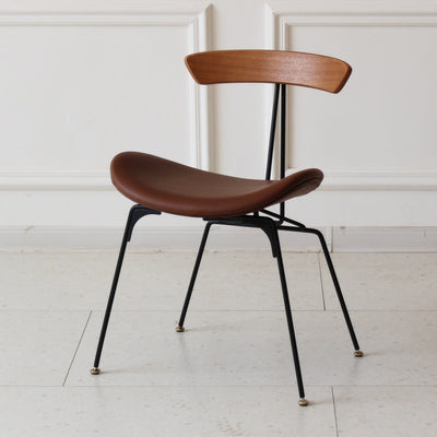 Chaise de salle à manger contemporaine en fourmi industrielle, bois, armature en cuir, tissu, éponge avec dossier pour salle à manger 