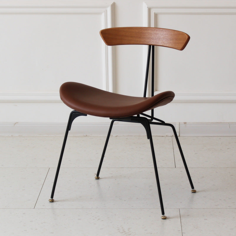Chaise de salle à manger contemporaine en fourmi industrielle, bois, armature en cuir, tissu, éponge avec dossier pour salle à manger 