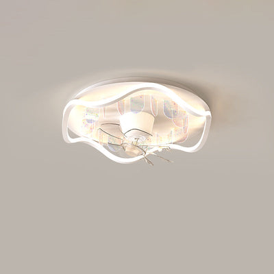 Zeitgenössische kreative Eisen Acryl Runde Stück LED Unterputz Deckenventilator Licht für Wohnzimmer 