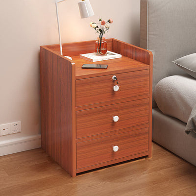 Table de chevet rectangulaire minimaliste moderne en panneau de densité avec 1/2/3 tiroirs pour chambre à coucher 