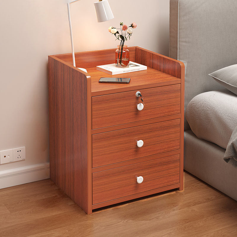 Table de chevet rectangulaire minimaliste moderne en panneau de densité avec 1/2/3 tiroirs pour chambre à coucher 