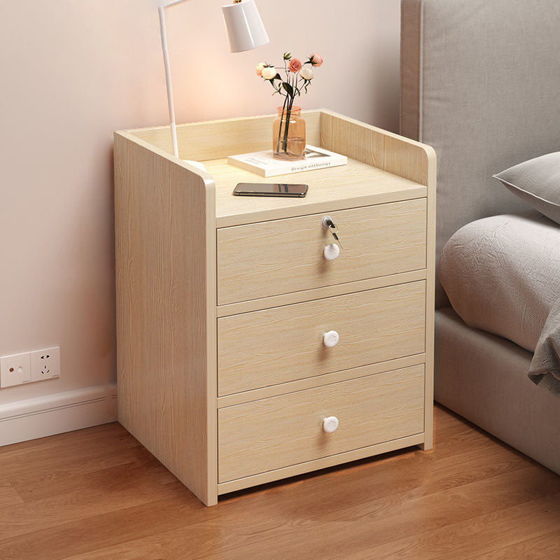 Table de chevet rectangulaire minimaliste moderne en panneau de densité avec 1/2/3 tiroirs pour chambre à coucher 