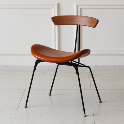 Chaise de salle à manger contemporaine en fourmi industrielle, bois, armature en cuir, tissu, éponge avec dossier pour salle à manger 
