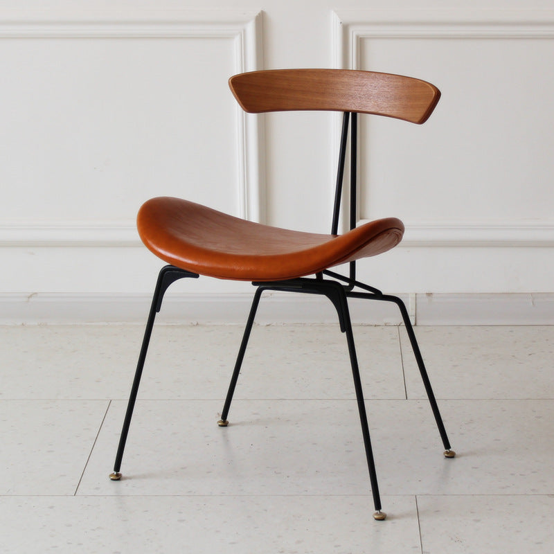 Chaise de salle à manger contemporaine en fourmi industrielle, bois, armature en cuir, tissu, éponge avec dossier pour salle à manger 