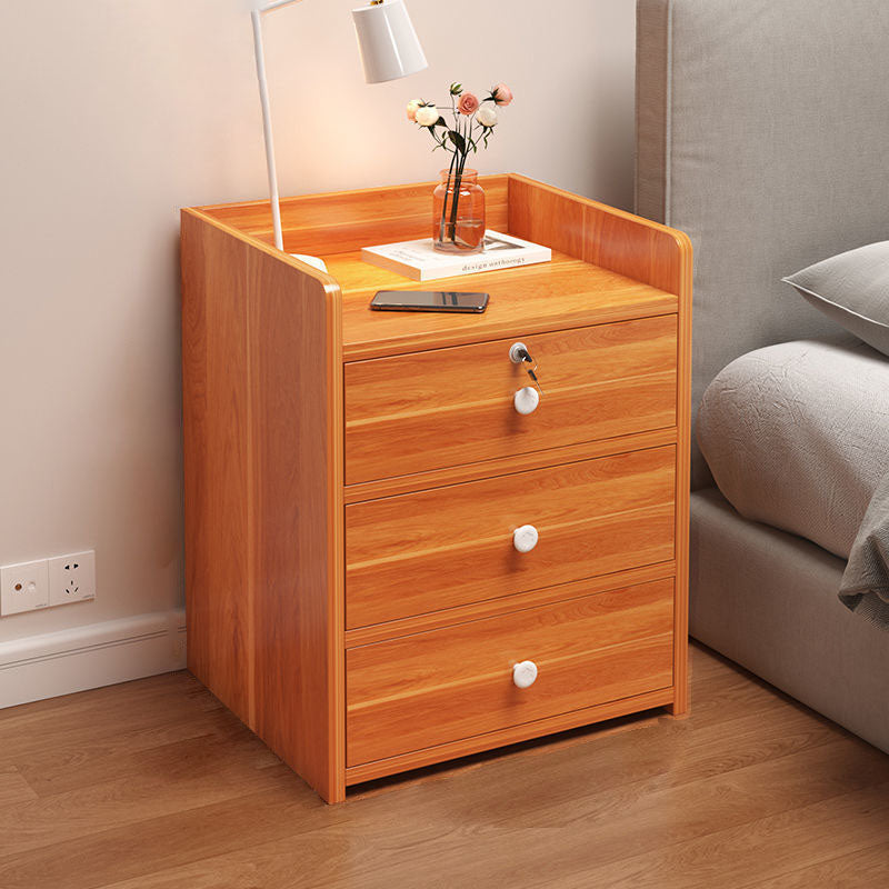 Table de chevet rectangulaire minimaliste moderne en panneau de densité avec 1/2/3 tiroirs pour chambre à coucher 
