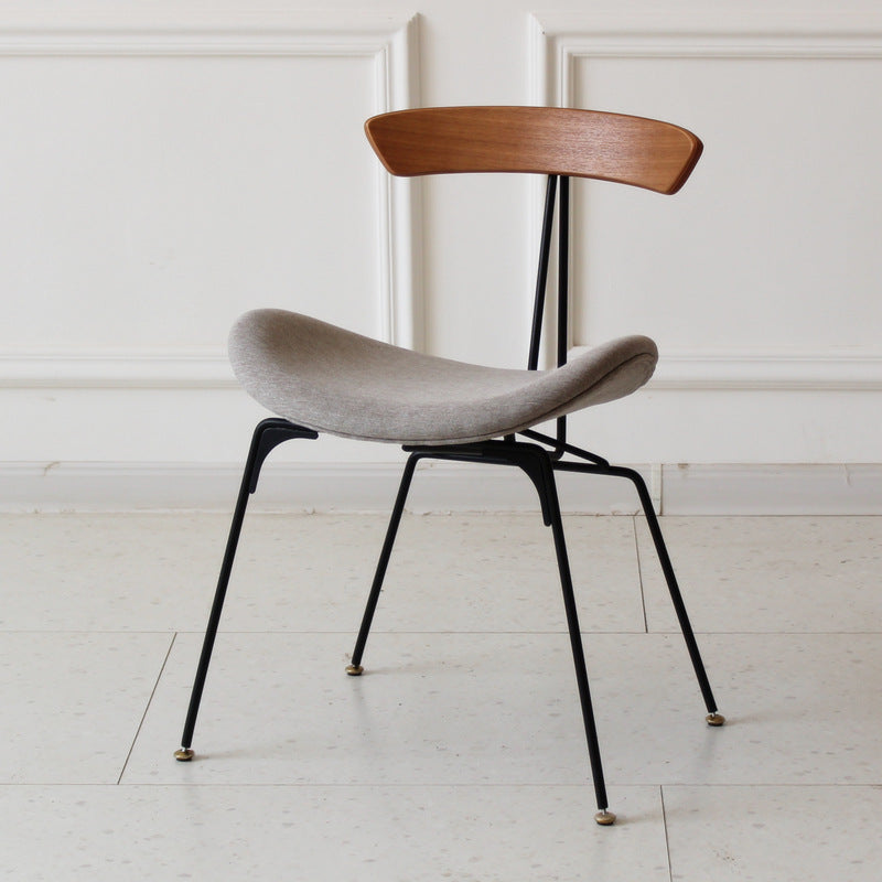 Chaise de salle à manger contemporaine en fourmi industrielle, bois, armature en cuir, tissu, éponge avec dossier pour salle à manger 