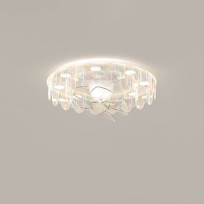 Zeitgenössische kreative Eisen Acryl Runde Stück LED Unterputz Deckenventilator Licht für Wohnzimmer 