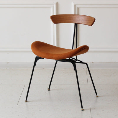 Chaise de salle à manger contemporaine en fourmi industrielle, bois, armature en cuir, tissu, éponge avec dossier pour salle à manger 