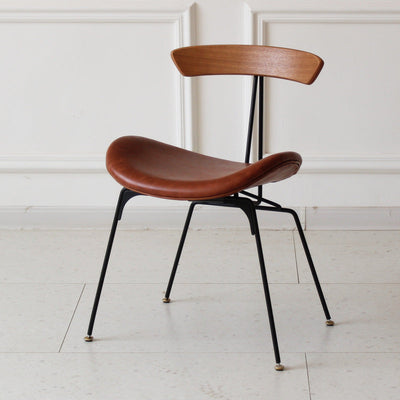 Chaise de salle à manger contemporaine en fourmi industrielle, bois, armature en cuir, tissu, éponge avec dossier pour salle à manger 