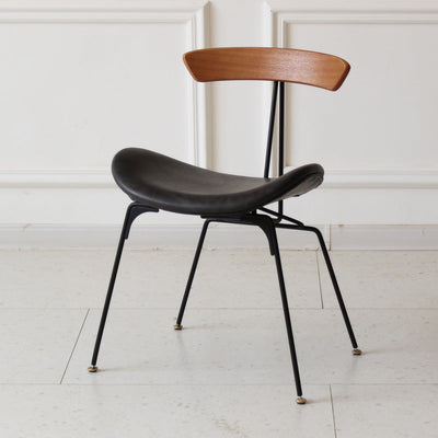 Chaise de salle à manger contemporaine en fourmi industrielle, bois, armature en cuir, tissu, éponge avec dossier pour salle à manger 