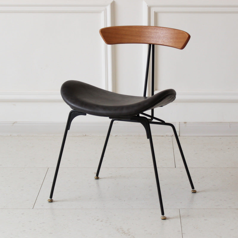 Chaise de salle à manger contemporaine en fourmi industrielle, bois, armature en cuir, tissu, éponge avec dossier pour salle à manger 