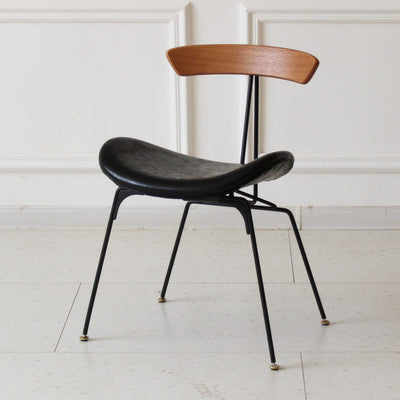 Chaise de salle à manger contemporaine en fourmi industrielle, bois, armature en cuir, tissu, éponge avec dossier pour salle à manger 