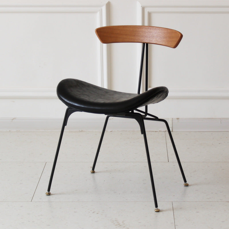 Chaise de salle à manger contemporaine en fourmi industrielle, bois, armature en cuir, tissu, éponge avec dossier pour salle à manger 