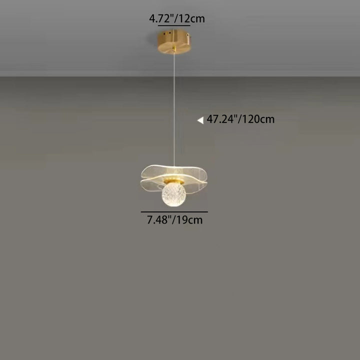 Suspension LED de chambre avec abat-jour sphérique en acrylique à volants de luxe contemporain 