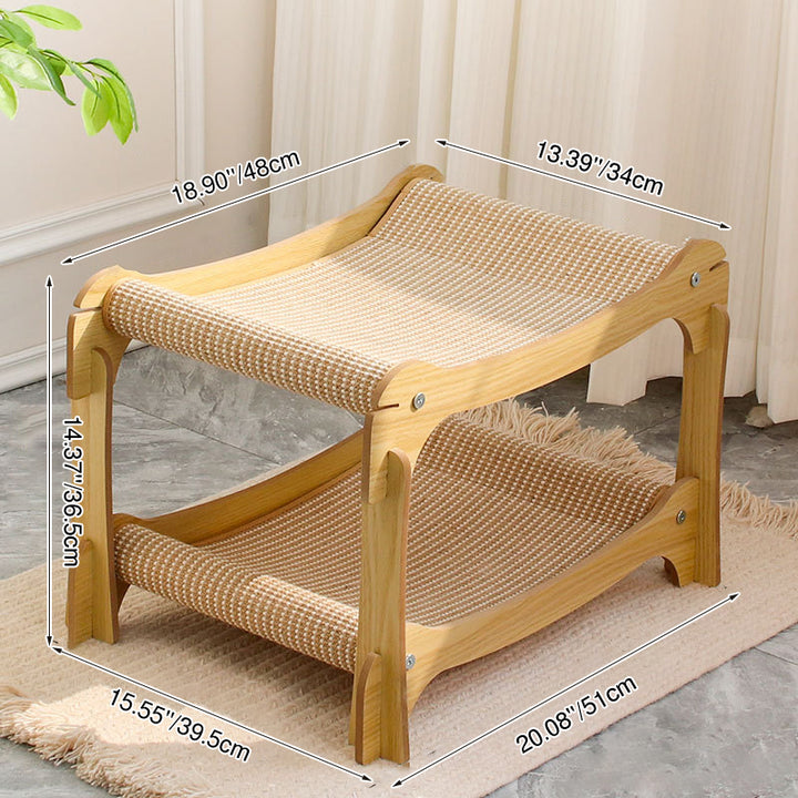 Moderner minimalistischer Katzenbaum aus gebogenem MDF mit Hanfpolsterung, 2-stufig, für das Wohnzimmer 