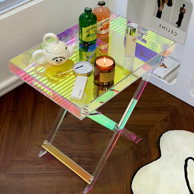 Modern Minimalist Foldable Rainbow Rectangle Acrylic Side Table For Living Room