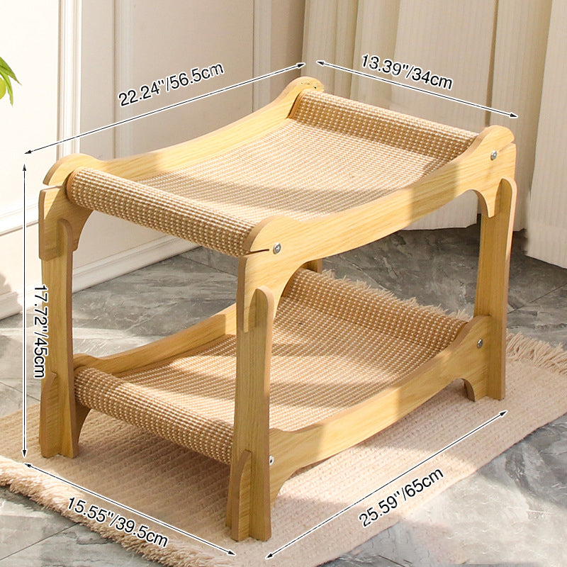 Árbol para gatos minimalista moderno curvado de fibra de densidad media con acolchado de cáñamo de 2 niveles para sala de estar 