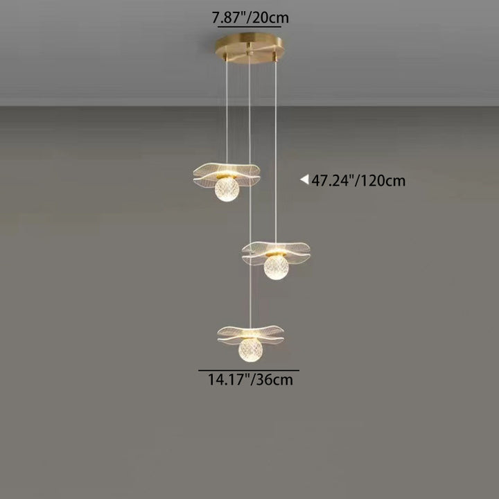 Suspension LED de chambre avec abat-jour sphérique en acrylique à volants de luxe contemporain 