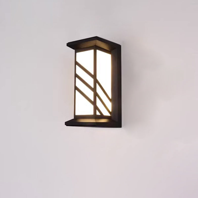 Lampe murale moderne en forme de cuboïde en aluminium acrylique LED étanche pour patio extérieur 