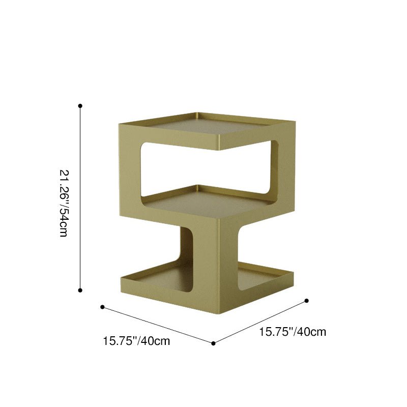 Contemporary Creative Rectangular Stainless Steel Side Table 3-Tier For Living Room