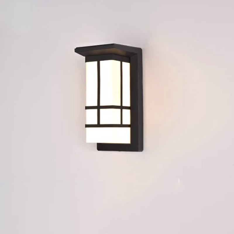 Lampe murale moderne en forme de cuboïde en aluminium acrylique LED étanche pour patio extérieur 