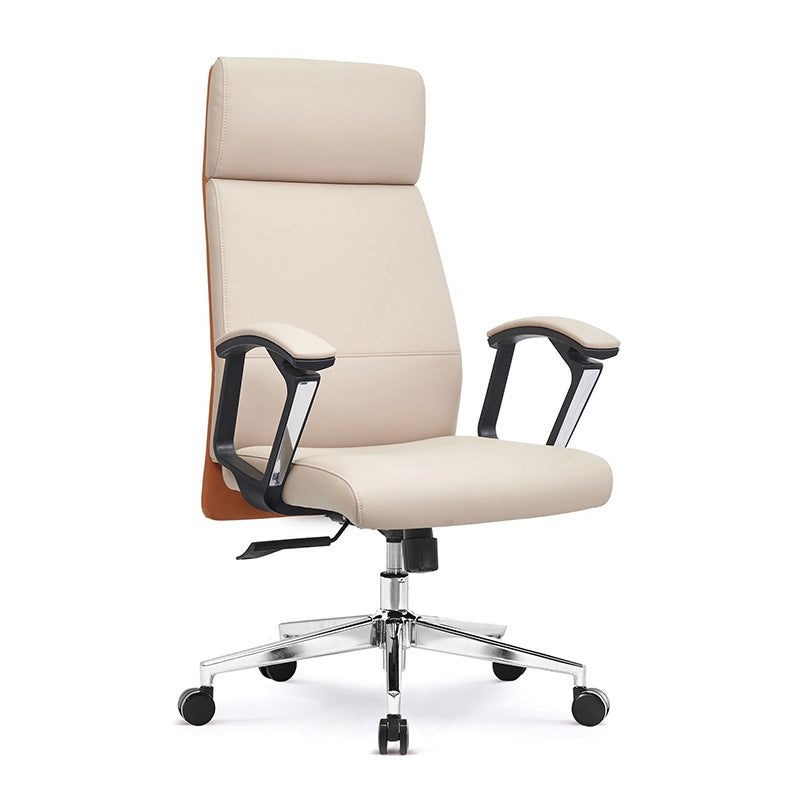 Modern Minimalist Rectangular PU Leather PP Steel Plastic Wood Desk Chair Backrest Armrest For Home Office