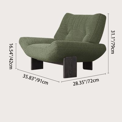 Modern Mid-Century Sherpa Fabric Chenille High Density Sponge White Ash Wood Solid Wood Accent Chair For Living Room