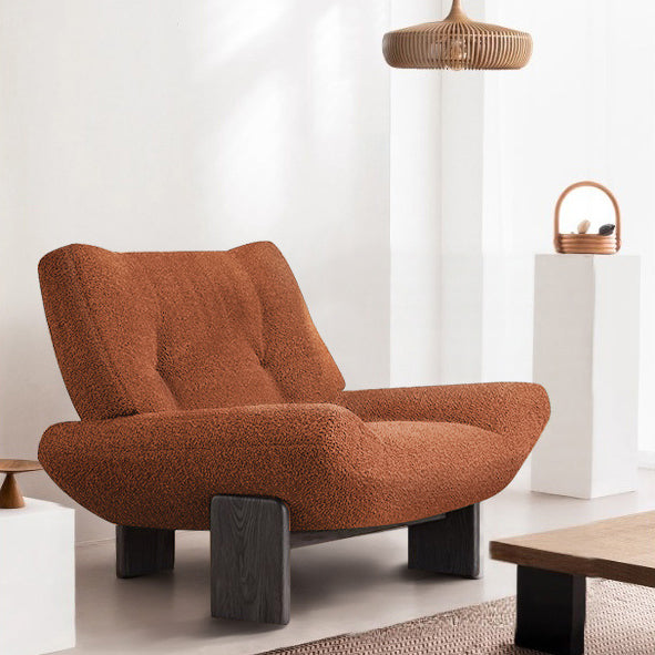 Modern Mid-Century Sherpa Fabric Chenille High Density Sponge White Ash Wood Solid Wood Accent Chair For Living Room