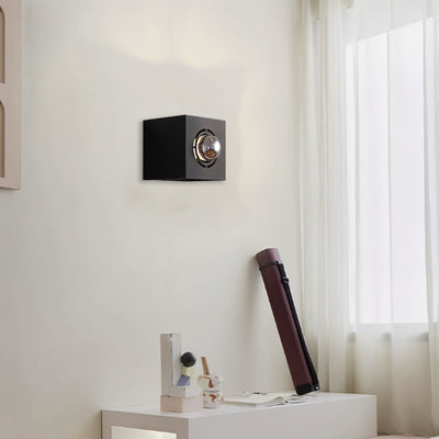 Modern Minimalist Square Round Iron 1-Light Wall Scone Lamp For Bedroom