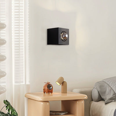 Modern Minimalist Square Round Iron 1-Light Wall Scone Lamp For Bedroom