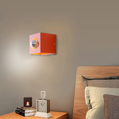 Modern Minimalist Square Round Iron 1-Light Wall Scone Lamp For Bedroom