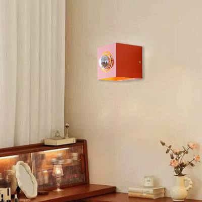 Modern Minimalist Square Round Iron 1-Light Wall Scone Lamp For Bedroom