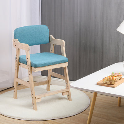 Modern Minimalist Adjustable Solid Pine Wood Cotton Linen Foam Sponge Kids Chair For Bedroom