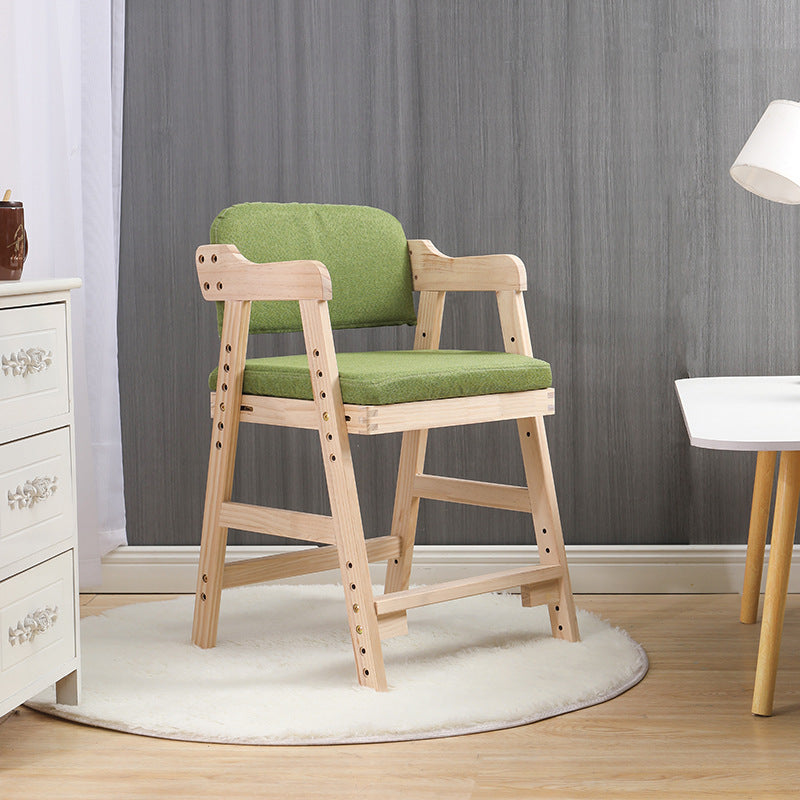 Modern Minimalist Adjustable Solid Pine Wood Cotton Linen Foam Sponge Kids Chair For Bedroom