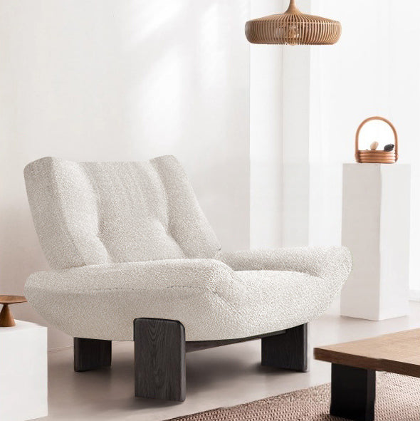 Modern Mid-Century Sherpa Fabric Chenille High Density Sponge White Ash Wood Solid Wood Accent Chair For Living Room