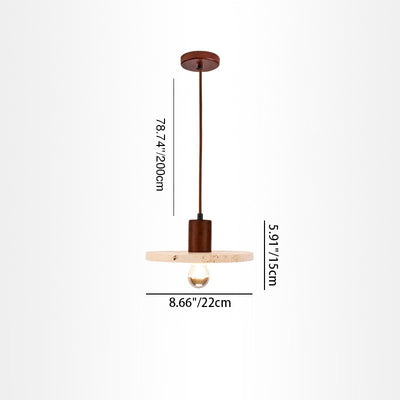 Contemporary Nordic Cylinder Yellow Travertine Solid Wood 1-Light Pendant Light For Bedroom & Living Room