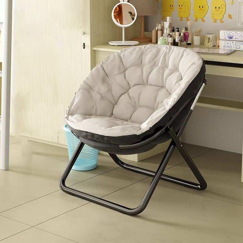 Modern Minimalist Oval Suede Velvet Steel Accent Chair Backrest Armless For Living Room